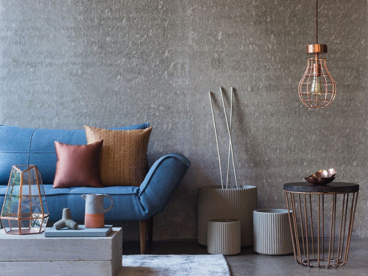 A look created using cement sheets on the walls - Beautiful Homes